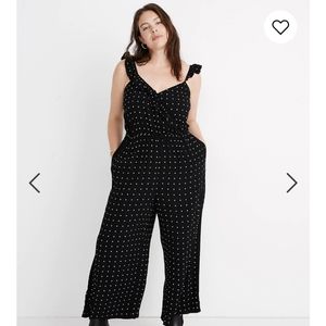 Ruffle Wrap Jumpsuit in Grid Dot